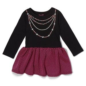 Polka dot necklace drop waist dress